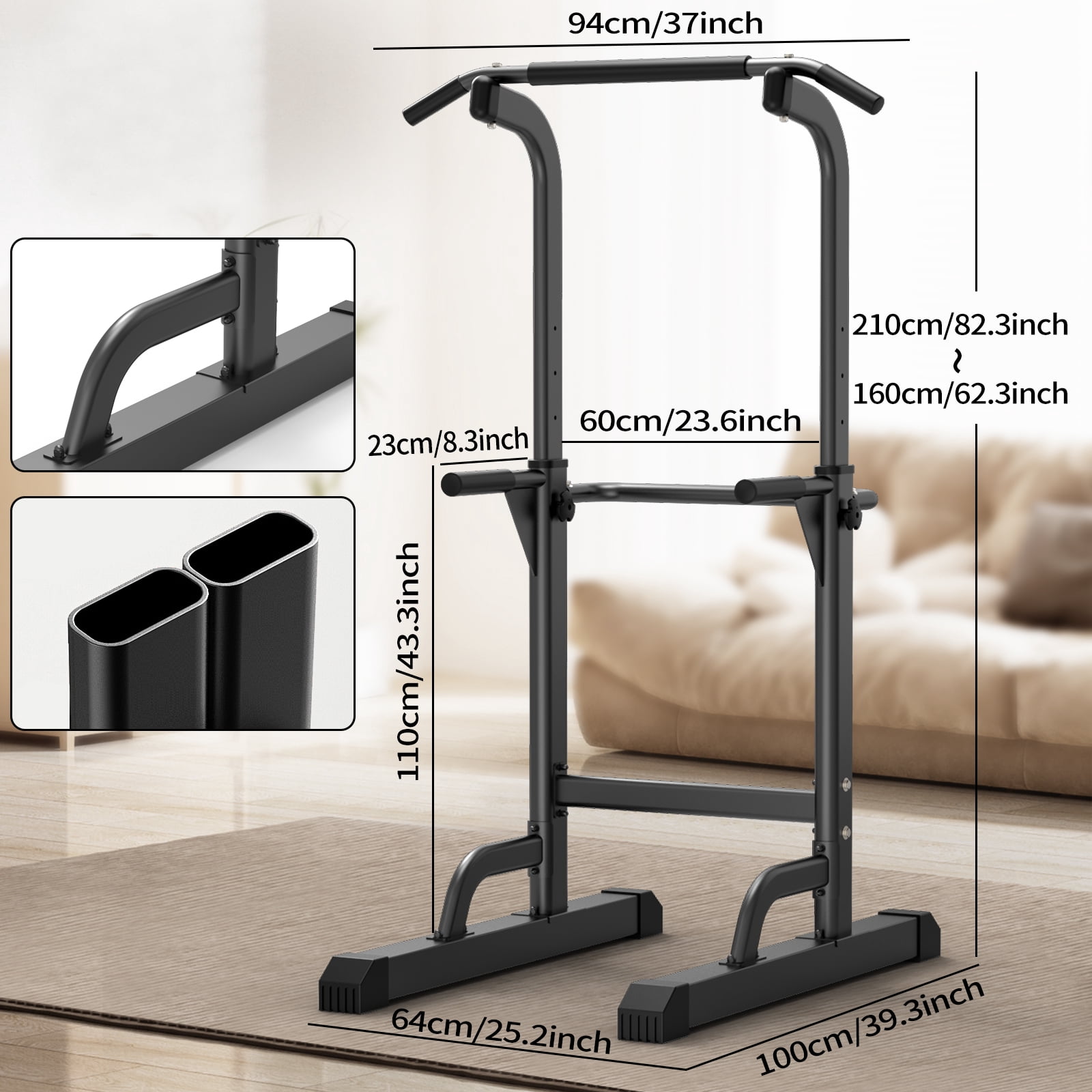 K KiNGKANG Power Tower Dip Station Free-Standing Workout Station Chin-Ups Push-Ups 330LBS 1 Pack