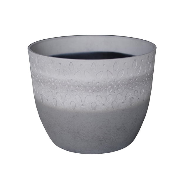 Mainstays 8 inch Newton Grey Round Recycled Resin Planter