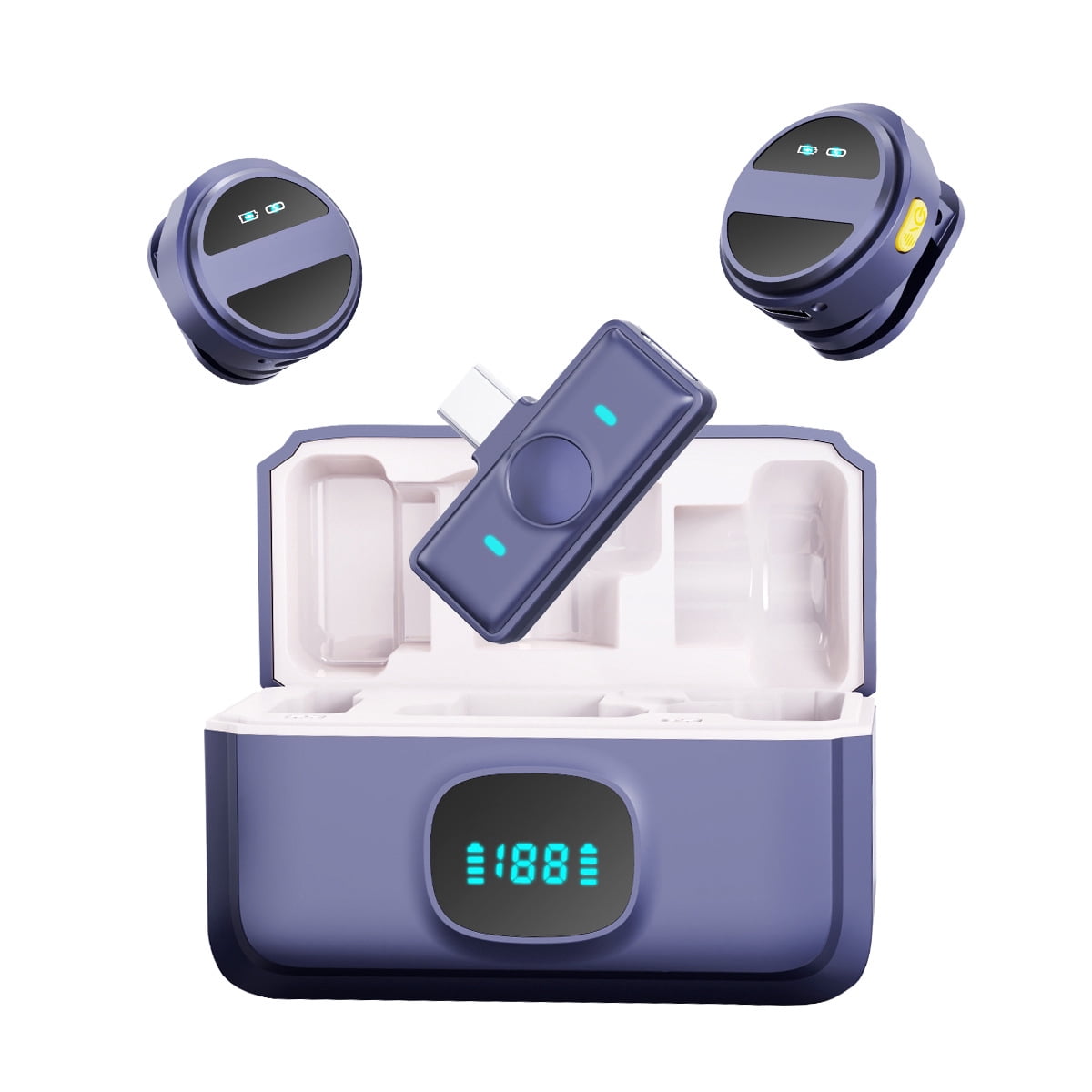 Wireless Lavalier Microphone Clip On Phone TikTok Video Recording Live Streaming With Charging Case Magnetic Smart Noise Reduction