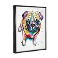 thumbnail image 3 of Fun Hued Pug Puppy Animal Animals & Insects Graphic Art Jet Black Framed Art Print Wall Art, 3 of 6
