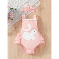 thumbnail image 2 of Suealasg Baby 2 Piece Easter Clothes Newborn Girls Overalls Sleeveless 3D Bunny Romper Bodysuit +Headband 3M 6M 12M 18M Infant Summer One Piece Jumpsuit, 2 of 9