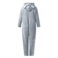 thumbnail image 5 of Trupants Big Girls' Gray Plush Animal Ear Hooded Jumpsuit - 9T, Full Zip, Cozy Loungewear & Sleepwear for 9-Year-Old Girls, 5 of 5