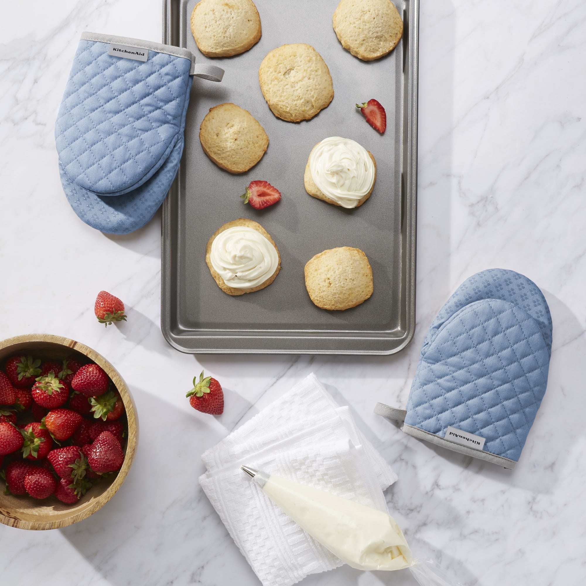 KitchenAid Asteroid Mini Oven Mitt 2-Pack Set, Blue Velvet , 5.5"x8"