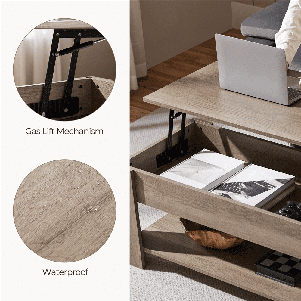 Yaheetech 47.5in Wooden Lift Top Coffee Table with Hidden Compartment for Living Room, Gray