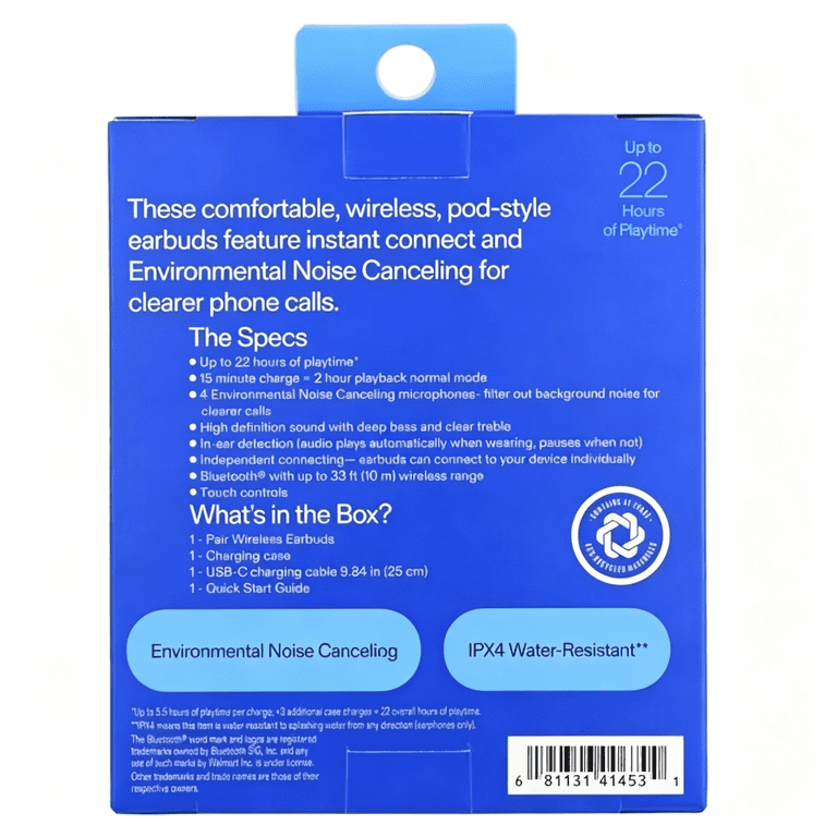 onn. Noise-Canceling Bluetooth Earphones photo 5