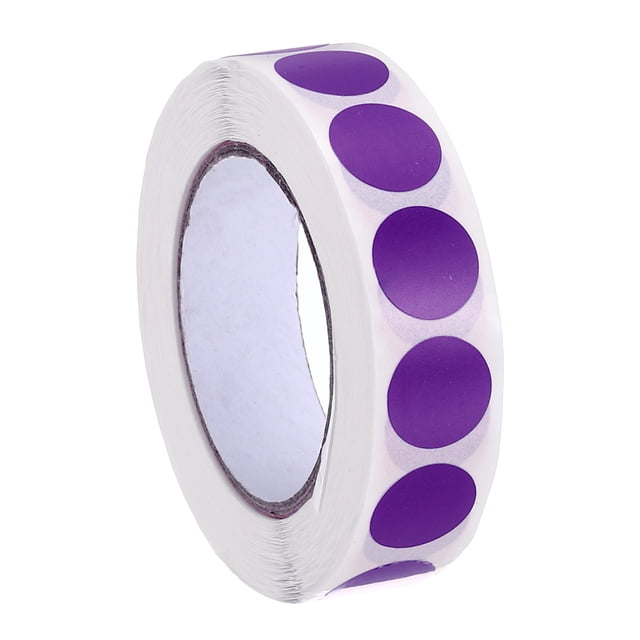 Etiquetas de puntos de colores Uxcell, etiquetas de codificación de color, etiquetas circulares en blanco, adhesivas, etiquetas de precio redondas púrpuras de 1/2"