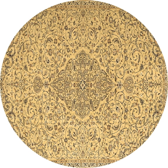 Ahgly Company Indoor Round Persian Brown Traditional Area Rugs, 8' Round