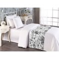 thumbnail image 2 of Roses Bed Runner, Romantic Branches of Innocent Burgeoning Flowers and Pointy Leaves Achromatic Tones, Decorative Accent Bedding Scarf for Hotels Homes & Guest Rooms, Twin, Grey White, by Ambesonne, 2 of 3