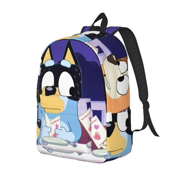 Kowoue Bluey Pattern Canvas Backpack – Student Double Shoulder Bag, Durable & Lightweight Canvas School & Outdoor Backpack-Small