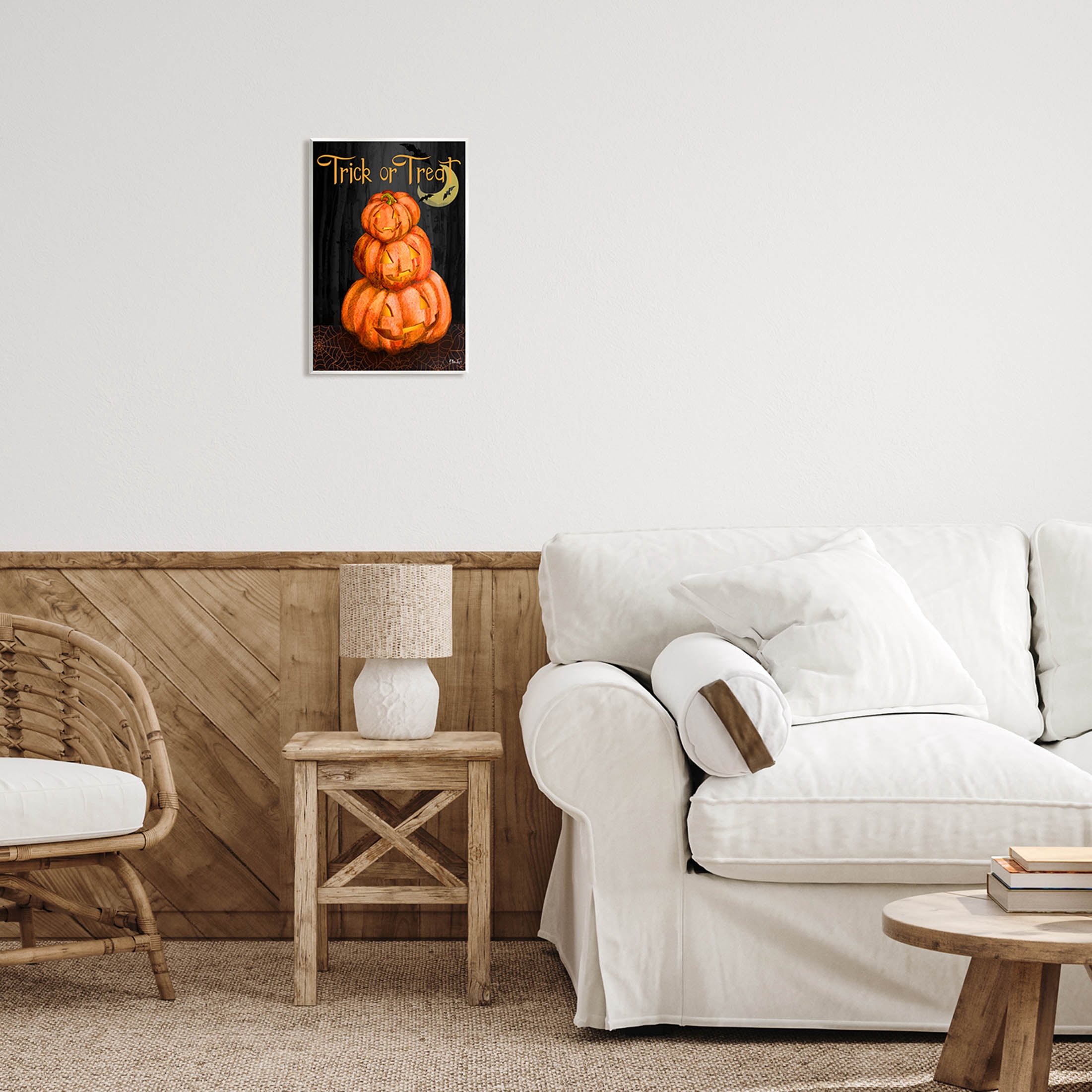 Stupell Industries Trick Or Treat Halloween Jack-o-Lantern Graphic Art Unframed Art Print Wall Art, Design by Paul Brent