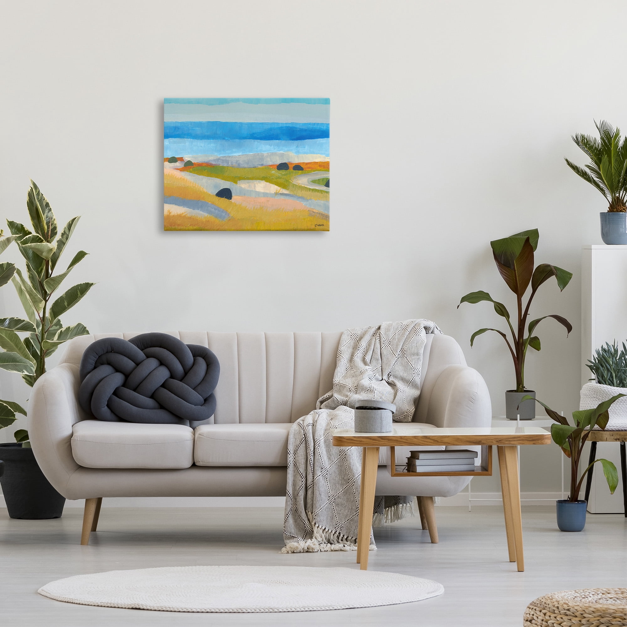 Stupell Industries Abstract Grassland & Beach Landscape Painting Gallery Wrapped Canvas Art Print Wall Art, 30 x 24