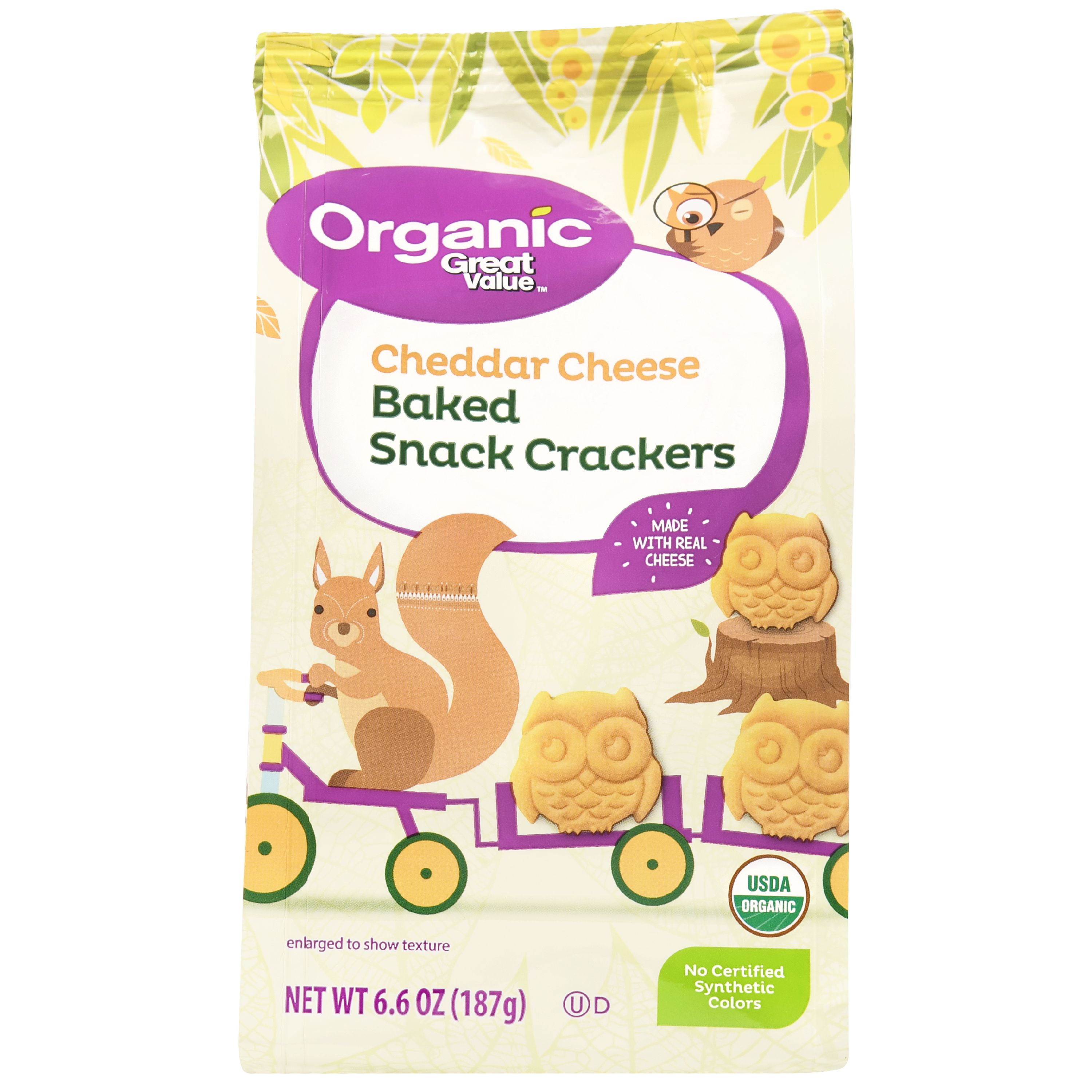 Great Value Organic Cheddar Cheese Baked Snack Crackers, 6.6 Oz
