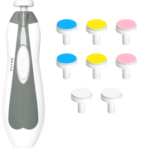 Qunlions life Electric Baby Nail Trimmer, 6-Piece Manicure Kit,Grey