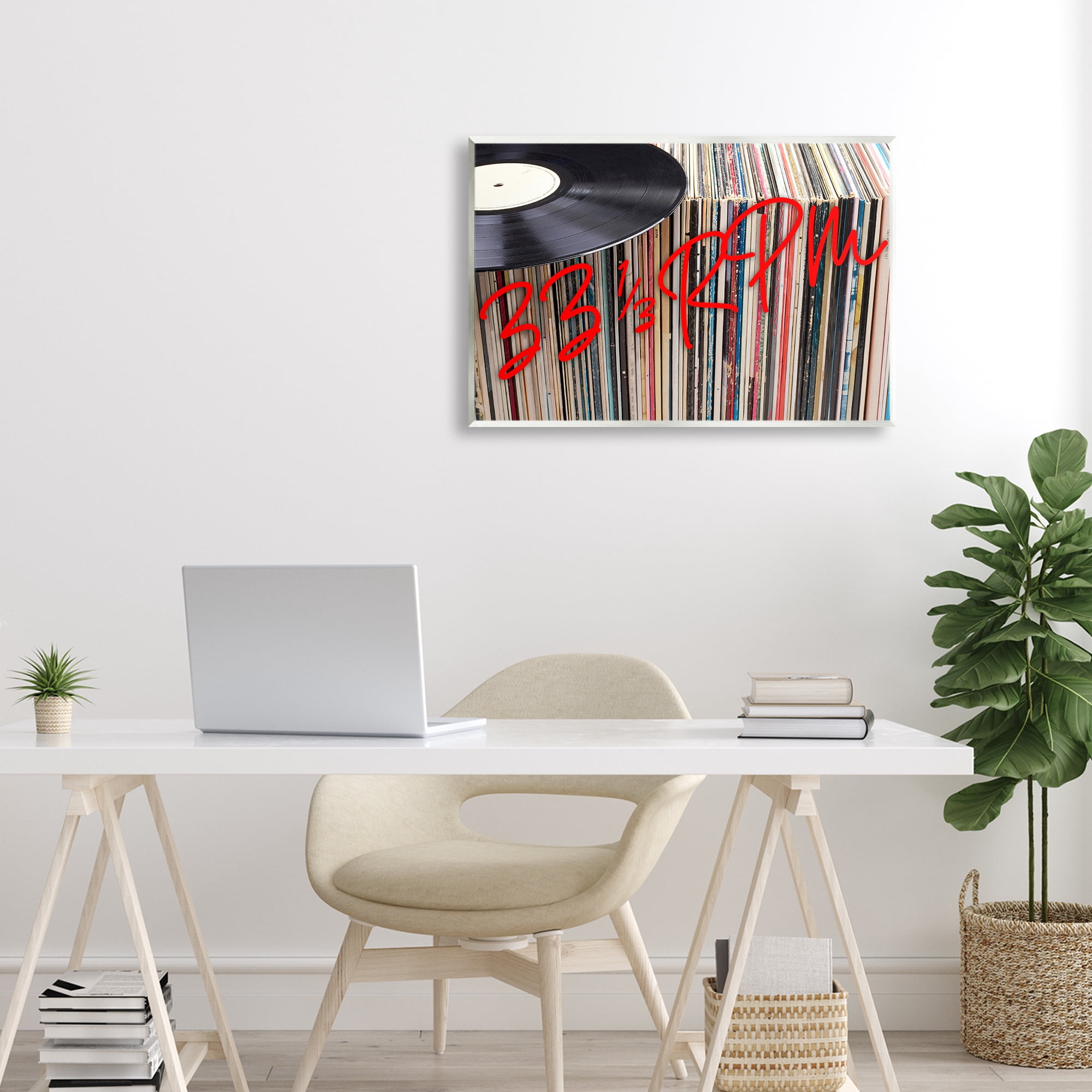 Stupell Industries Vinyl Record Stack Collection Wall Plaque Art, design by Lil' Rue