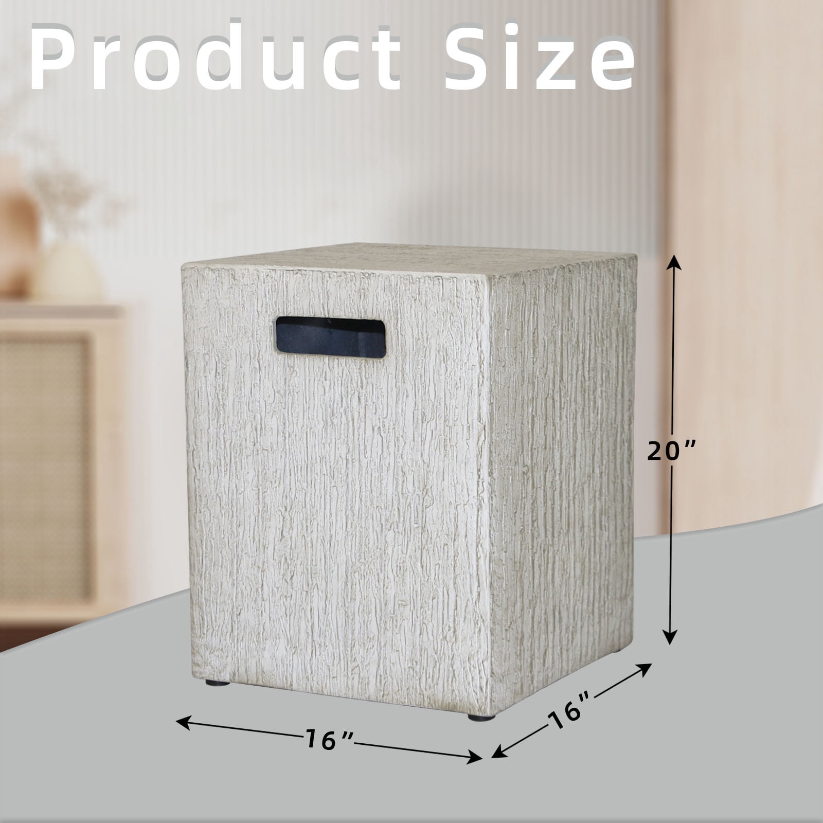 Afterglow 16" Propane Tank Cover Table, Square Tank Container Fits Standard 20 lb Cylinder Bottle Storage Box Hideaway Table, Gas Tank Holder for Outdoor Gas Fire Pits, Gray
