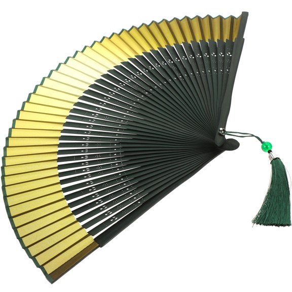 Toyvian Green Folding Fan Handheld Chinese Style Fan for Vintage Decor and Photography