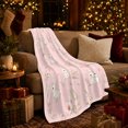 thumbnail image 3 of White Rabbits Among Delicate Pink Garden Flowers, Soft Flannel Blanket with Delicate Watercolor Animals Print, Housewarming Gift and Home Decor for Bedroom and Living Room, 3 of 7