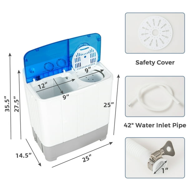 Giantex Portable Twin Tub Mini Washing Machine Washer 13.2lb&Spinner 8.8lb  Blue 