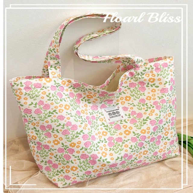 LNGOOR Floral Bliss BagCherry Print Simple Bucket Large One Shoulder Tote Bag For Female Students One Shoulder School Bag