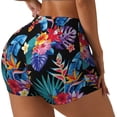 thumbnail image 2 of Kdxio Tropical Palm Leaves Print Workout Shorts for Women Seamless Soft Smooth Gym Yoga Scrunch Active Shorts, 2 of 9