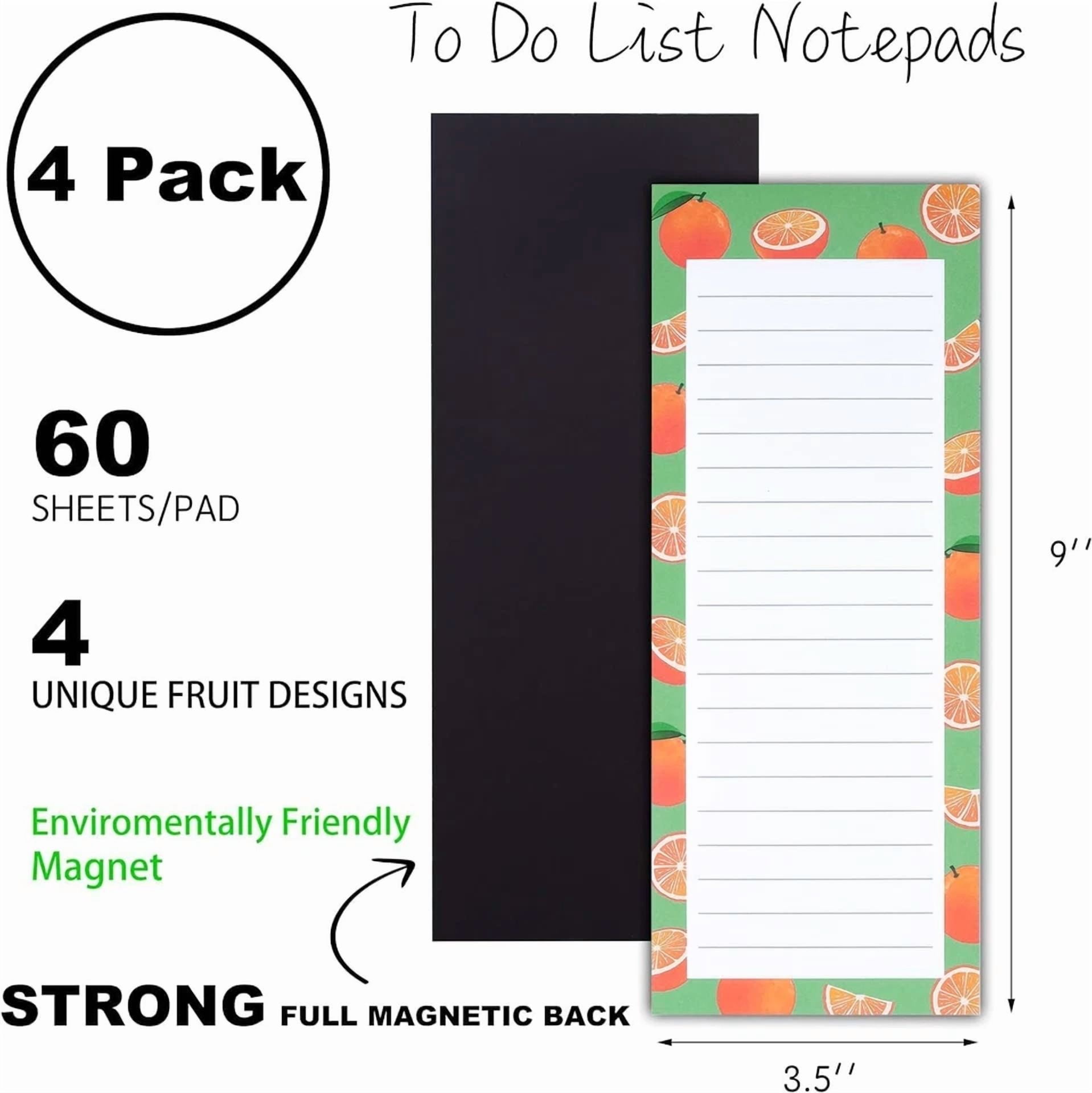 CRESTIN- 4 Large Magnetic Notepads – Shopping List, To-Do Large 4 Pack -Style 2