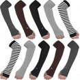 thumbnail image 1 of 5 Pairs Arm Warmers Knitted Thumb Hole for Women, Winter Wrist Long Gloves Fingerless Mittens, 1 of 5