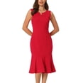 thumbnail image 1 of Vestido sin mangas para mujer INSPIRE CHIC, elegante, con escote en V, vestido de cola de pez, rojo, talla L, 1 of 1
