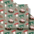 thumbnail image 6 of CozyNestFinds Vintage Christmas Wrapping Paper Roll, Green Cake, Mushrooms, Pinecones Festive Design for Christmas, Winter Holidays, Family Gatherings, for Adults, Kids, Mini Roll 17 in x 16.4 Ft, 6 of 16