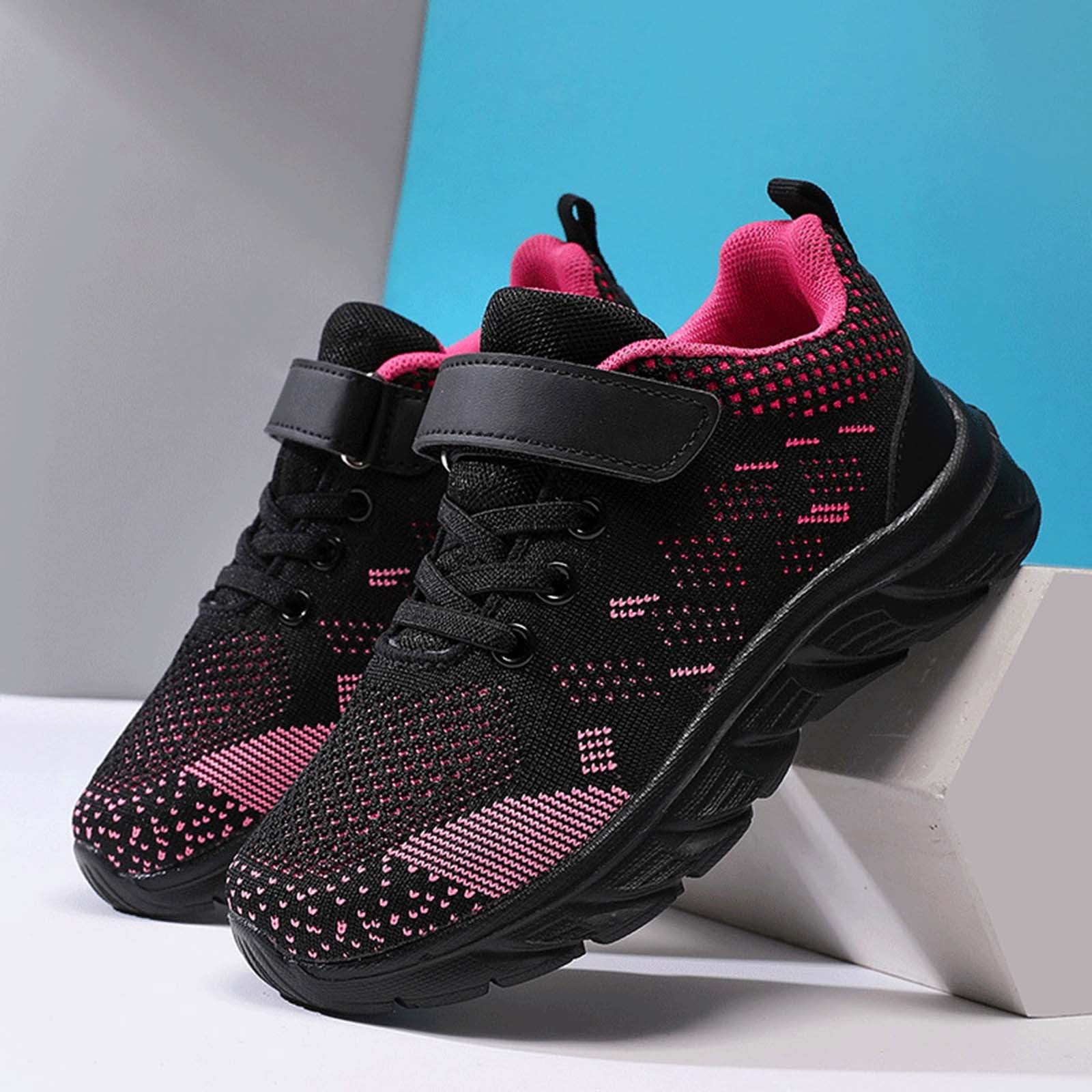 Toddler Shoes,Casual Sports Flying Woven Shoes Breathable Non Mesh Fashion Lightweight Sneakers,Toddler Boy Shoe,34,Hot Pink