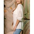 thumbnail image 2 of Doublju Women's Eyelet Yoke Pointed Sleeve Waffle Patterned Casual Top With Plus Size, 2 of 3