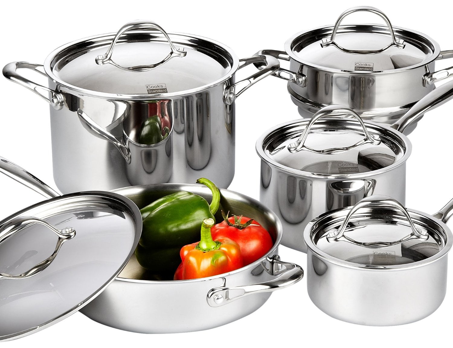 Cooks Standard 10-Piece Multi-Ply Clad Cookware Set, Stainless Steel 813046024592  eBay