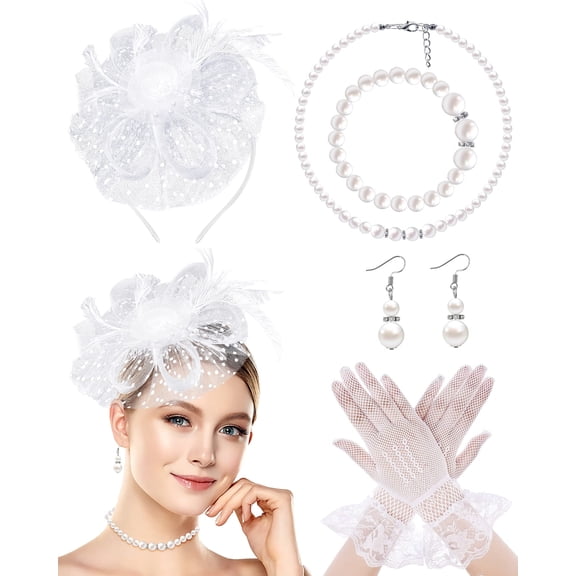 Fascinator Tea Party Hat Women 20s Wedding Cocktail Flower Mesh Feathers Hair Clip for Carnival Halloween