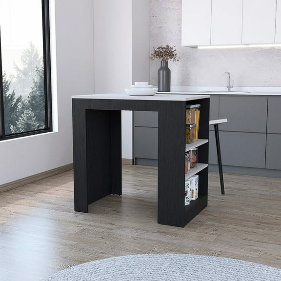 Modern Island - Counter Height Table For Entertaining And Dining Rectangular With Storage