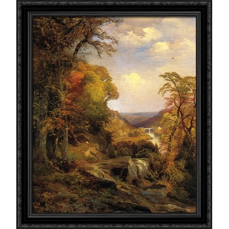 On the Wissahickon near Chestnut Hill 28x34 Large Black Ornate Wood Framed Canvas Art by Thomas Moran