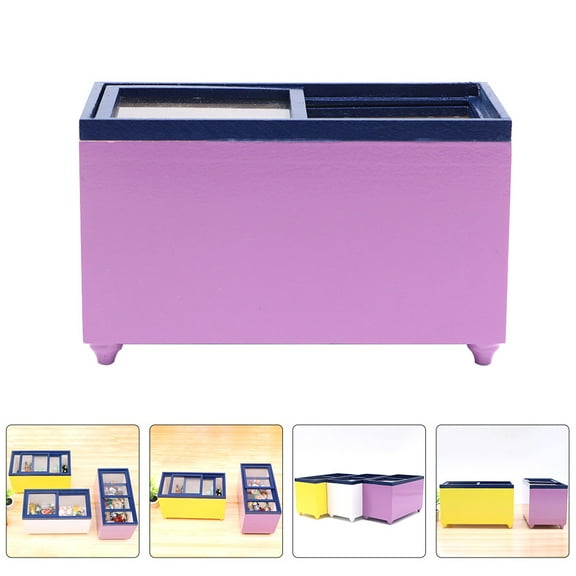 ROSENICE 1Pcs Miniature Freezer for Dollhouse Furniture with Realistic Appearance in Purple