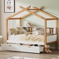 thumbnail image 2 of Euroco Wood Twin Size House Bed with Bookcase and Drawers, White, 2 of 7