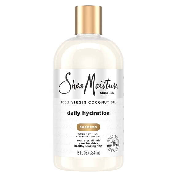 SheaMoisture Daily Hydration Shampoo for All Hair Types 100% Virgin Coconut Oil Sulfate-Free ,13Fl oz