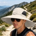thumbnail image 2 of Wide Brim Sun Hat for Men & Women, UPF 50+ UV Protection, Breathable Mesh Windproof Chin Strap Foldable Outdoor Hat, Fishing Hiking Hat for Camping Mountain Travel Khaki Free Size, 2 of 6