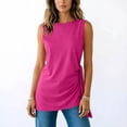 thumbnail image 5 of Kukoosong Women's Tunic Tank Tops, Side Ruched Irregular Hem Loose Fit Camisole Tops, Soft Stretchy Long Vest Shirts for Beach, Summer Casual Round Neck Sleeveless Tanks, 5 of 7