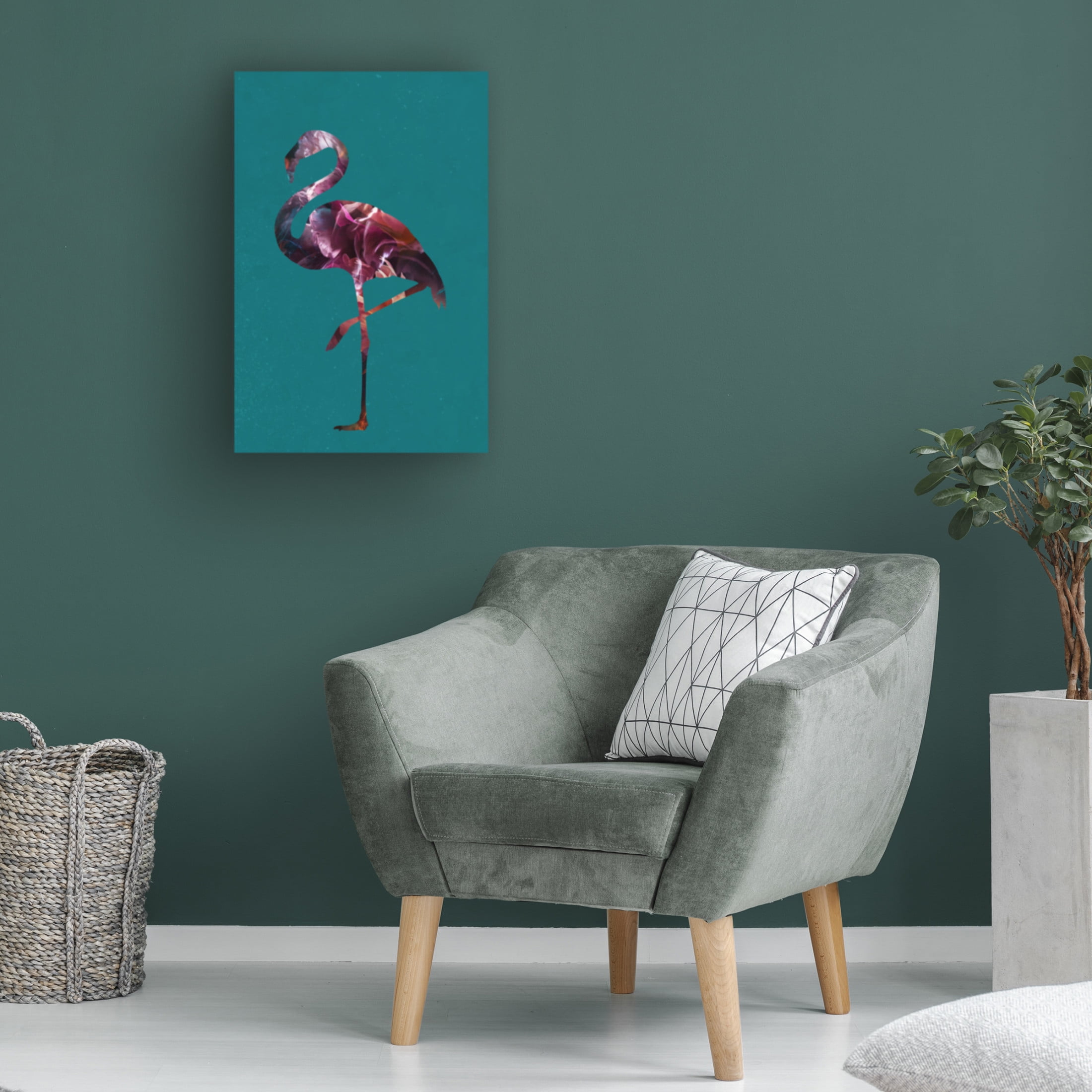 Trademark Fine Art Sarah Manovski  Flamingo Pink and Green Canvas Wall Art