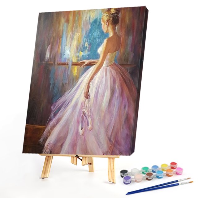 Cuadros Decorativos Kit de pintura por números DIY Ballet Girl pintado a mano cuadro al óleo artesanía decoración de pared Ehuebsd embutido en tela