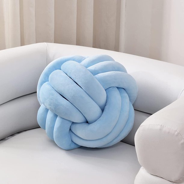 6.06 x 5.98 x 5.94 inchesLight Blue Almohadas De Bolas De Nudos Suaves, Cojín Redondo De Almohada, Decoración del Hogar, Almohada De Felpa, Almohada Anudada, Almohada De Felpa Red