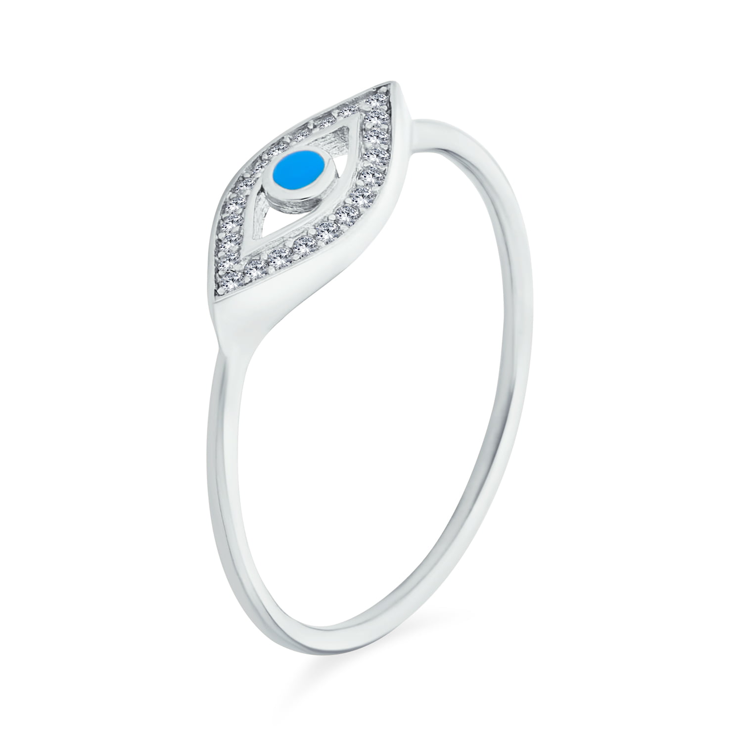 Sterling Silver Horse Shoe Blue Cz Mid Finger/Knuckle Ring