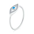 thumbnail image 2 of Bling Jewelry Womens Minimalist CZ Halo Evil Eye 1MM Band Midi Ring Sterling Silver, 2 of 5
