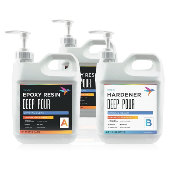 Rolio Deep Pour Epoxy Resin - Epoxy Resin Kit for Wood, Casting, Coating, River Table, Jewelry, Clear Resin Epoxy for Crafts & DIY Projects - 1.5 Gallon