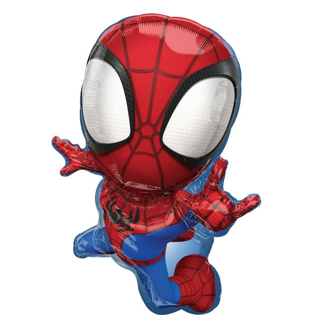 Premium 29-inch Spidey & Friends foil balloon featuring Spider-Man in a bold, dynamic pose with vibrant multicolour design. The durable foil material ensures superior float time, while the self-sealing valve simplifies inflation. Ideal for party supplies, comic-themed events, birthdays, or anniversaries, this balloon adds excitement to any celebration.