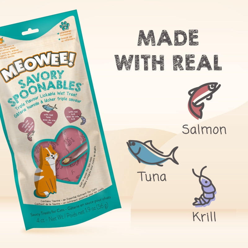 Meowee! Savory Spoonables with Salmon, Tuna & Krill, 4ct