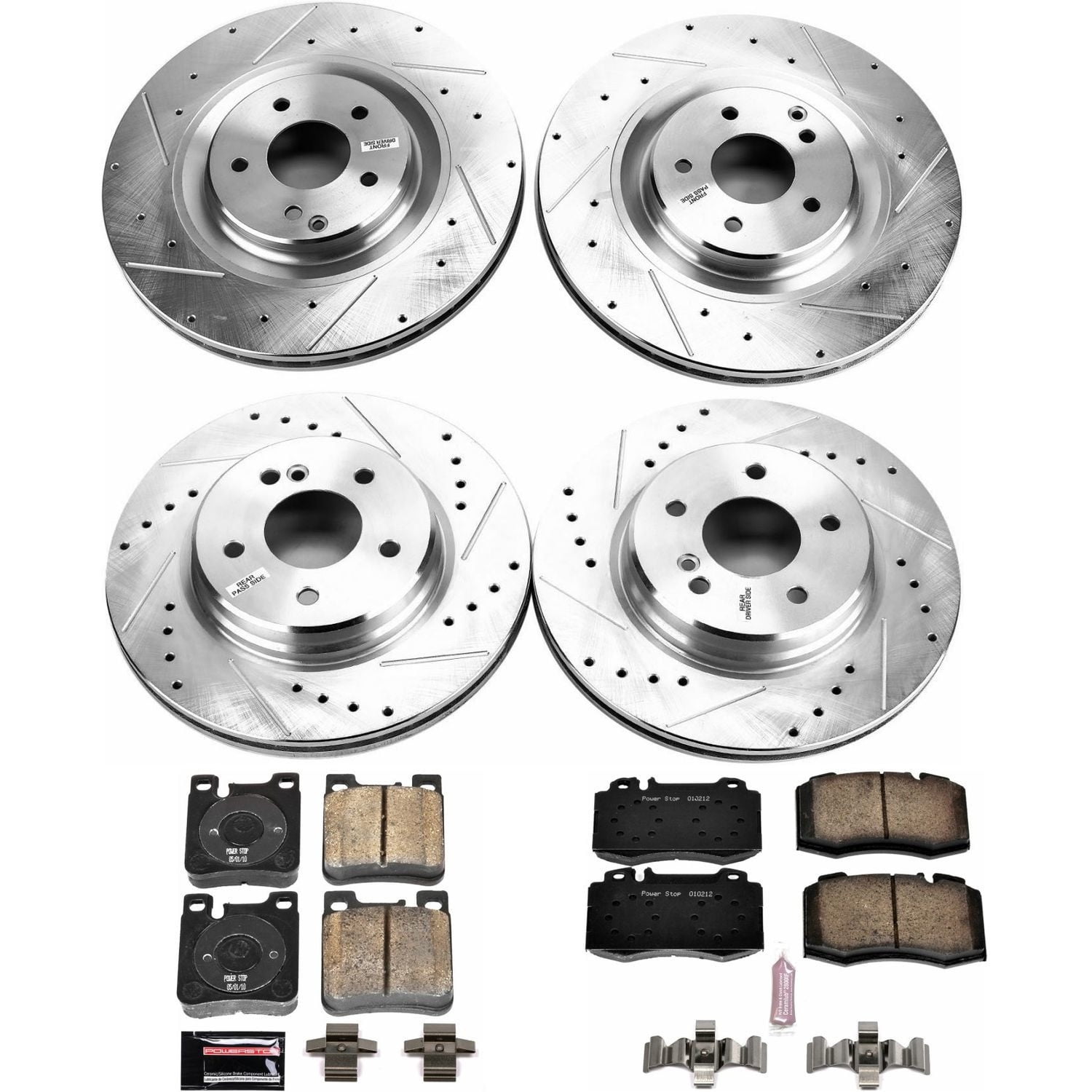 PowerStop Front and Rear Z23 Evolution Sport Carbon-Fiber Ceramic Brake Pad and Drilled & Slotted Rotor Kit Fits: MERCEDES-BENZ Select Models K6204