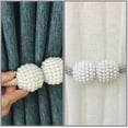 thumbnail image 4 of VEGCOO [6 Pack] Magnetic Curtain Tiebacks Convenient Drape Tie Backs Pearl Decorative Rope Holdback Holder for Small, Thin or Sheer Window Drapries (white), 4 of 6