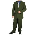 thumbnail image 3 of Stylish 2pc. Men's Regular Fit Dress Suit with 1 Free Pair of Socks - Olive 58L, 3 of 6